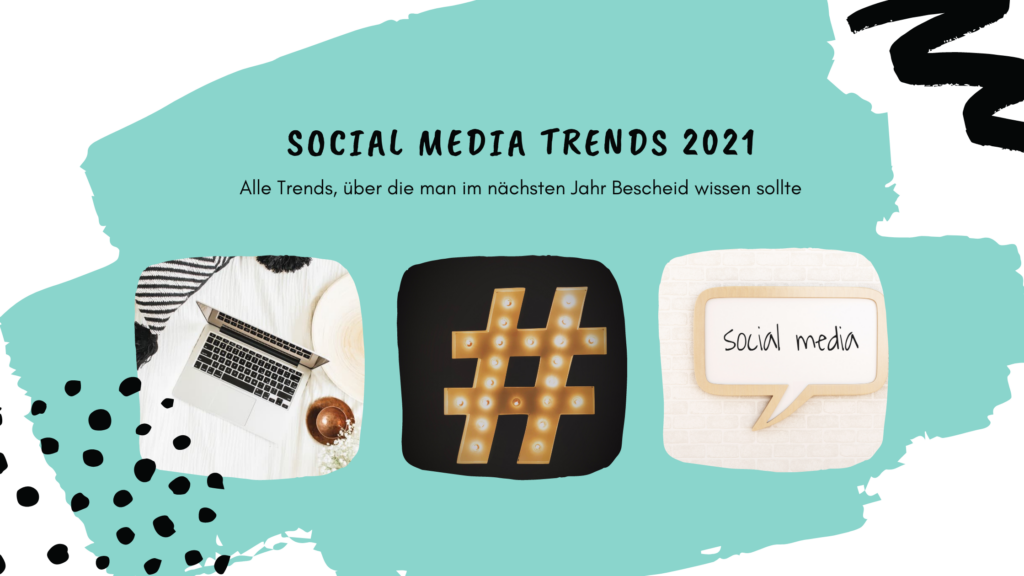 Social Media Trends 2021, Alle Trends, über die man im nächsten Jahr Bescheid wissen sollte, Apfel, Laptop, Hashtag, social media, blau, weiß, schwarz