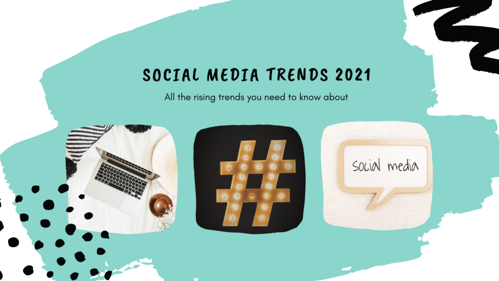 social media trends, all the rising trends you need to know about, laptop, apple, hashtag, social media, blue, white, black